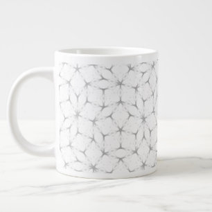 White and Silver Geometric pattern Large Coffee Mug