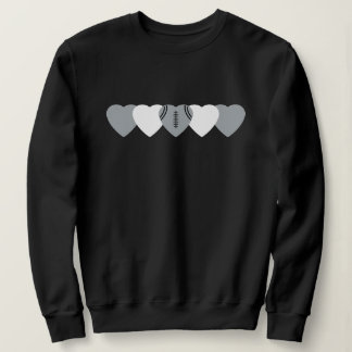 White and Silver Heart Football Dark Sweatshirt