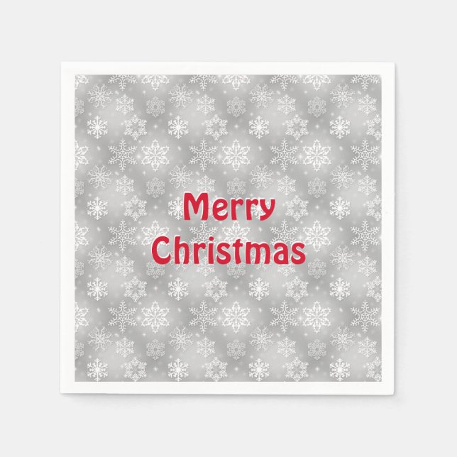 White and silver snowflake pattern napkin (Front)