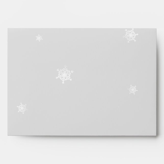 White and Silver Snowflake Wedding Envelope (Front)