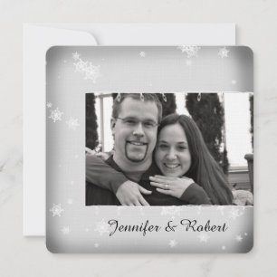 White and Silver Snowflake Wedding Invitation