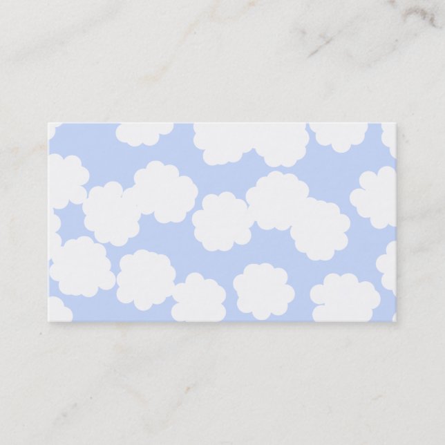 White and Sky Blue Clouds Pattern. Business Card (Front)
