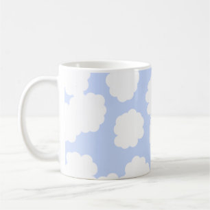 White and Sky Blue Clouds Pattern. Coffee Mug