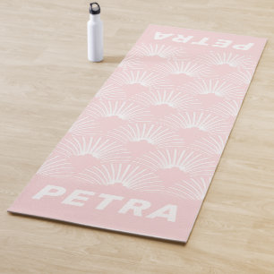 White and soft-pink art-deco pattern yoga mat