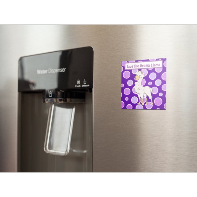 White and Tan Curly Haired Llama on Polka Dots Magnet (Creator Uploaded)