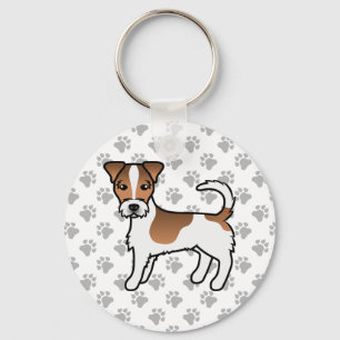White And Tan Rough Coat Jack Russell Terrier Dog Key Ring