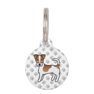 White And Tan Rough Coat Jack Russell Terrier Dog Pet Tag