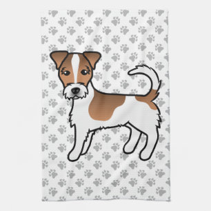 White And Tan Rough Coat Jack Russell Terrier Dog Tea Towel