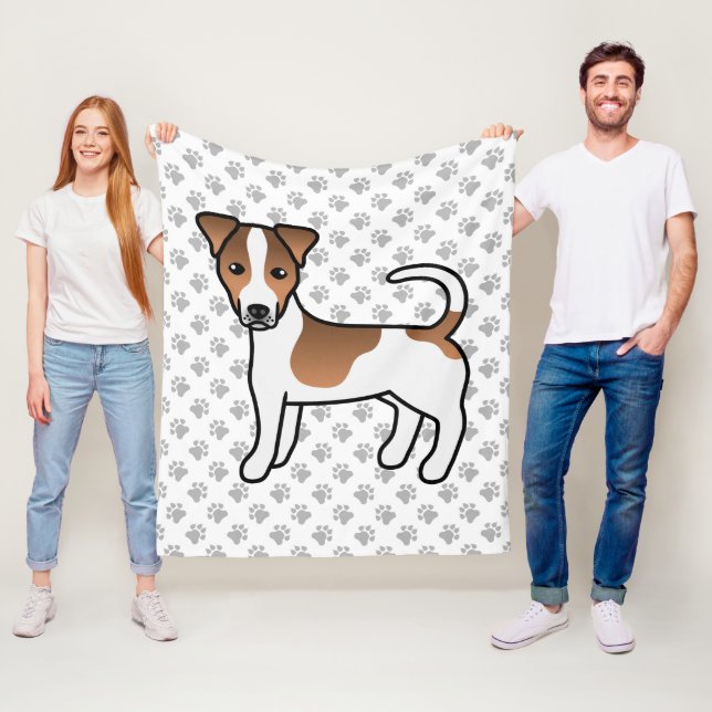 White And Tan Smooth Coat Jack Russell Terrier Dog Fleece Blanket (In Situ)