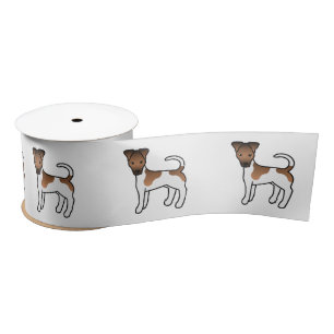 White And Tan Smooth Fox Terrier Cute Cartoon Dog Satin Ribbon