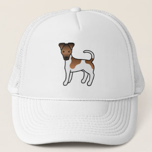 White And Tan Smooth Fox Terrier Cute Cartoon Dog Trucker Hat
