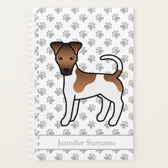 White And Tan Smooth Fox Terrier Cute Dog & Name Planner (Front)