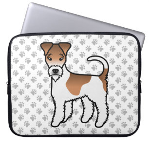 White And Tan Wire Fox Terrier Cute Cartoon Dog Laptop Sleeve