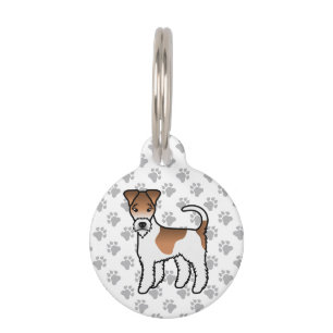 White And Tan Wire Fox Terrier Cute Cartoon Dog Pet Tag