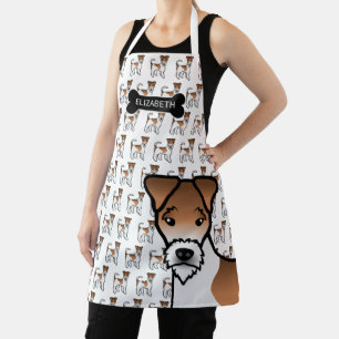 White And Tan Wire Fox Terrier Cute Dog & Name Apron