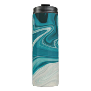 White and teal abstract painting thermal tumbler