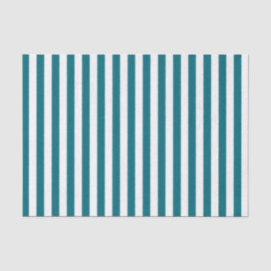 White and Teal Blue Stripes Tissue Paper