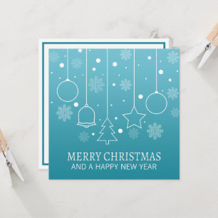 White and Teal Minimalist Christmas   Invitation