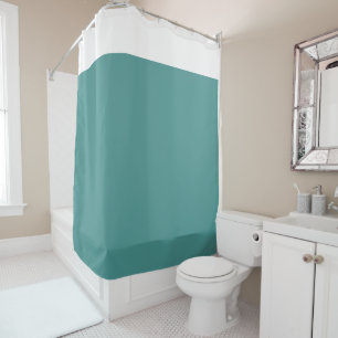 White and Teal Two Tone Shower Curtain