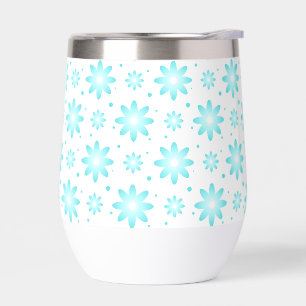 White and turquoise delicate daisy, dots pattern 