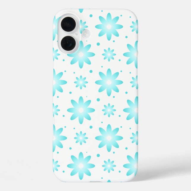 White and turquoise delicate daisy, dots pattern  Case-Mate iPhone case (Back)