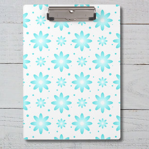White and turquoise delicate daisy, dots pattern  clipboard