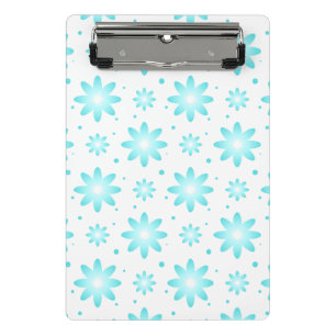 White and turquoise delicate daisy, dots pattern mini clipboard