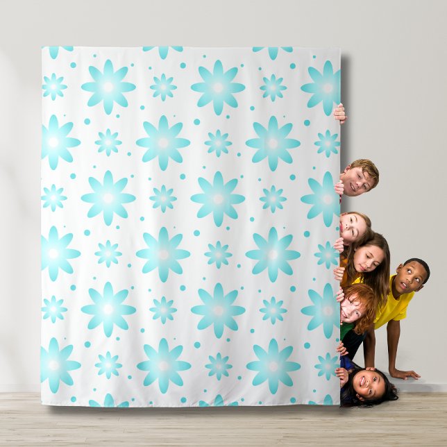 White and turquoise delicate daisy, dots pattern  tapestry (Creator Uploaded)