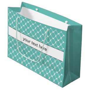 white and turquoise ,geometric, stylish large gift bag