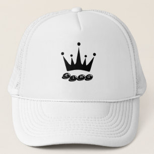 White and White Handsome King Text Crown Image Trucker Hat