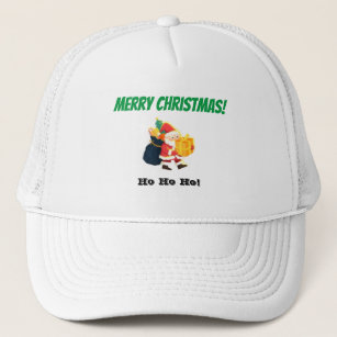 White and White Merry Christmas Magic-Cap Top Trucker Hat