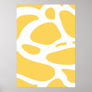 White and yellow abstract art poster
