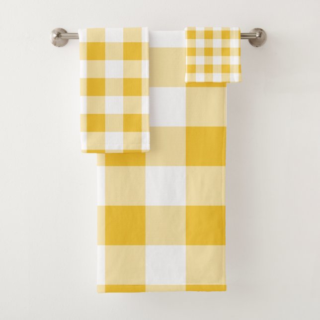 White and Yellow Buffalo Plaid Pattern Towel (Insitu)