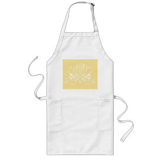 White and Yellow Calligraphy Rose  Long Apron