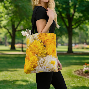 White and Yellow Chrysanthemums Tote Bag