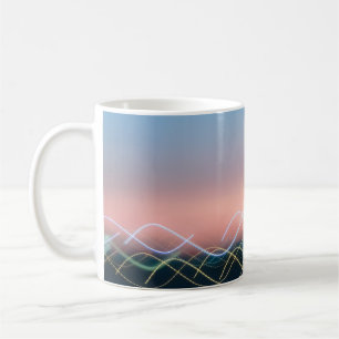 White and yellow curve lines coffee mug