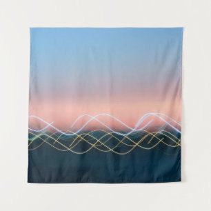 White and yellow curve lines tapestry