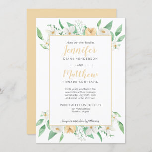White and Yellow Floral Framed Floral Wedding Invitation