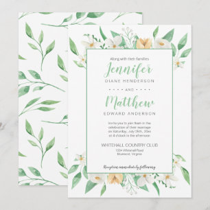 White and Yellow Floral Framed Wedding Invitation