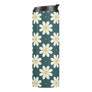 White and Yellow flower pattern Thermal Tumbler