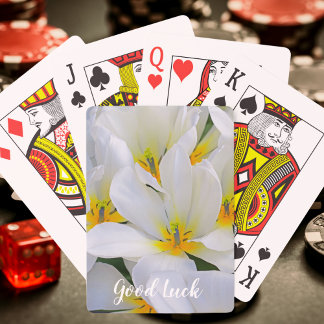 White and Yellow Flowers Good Luck Playing Cards