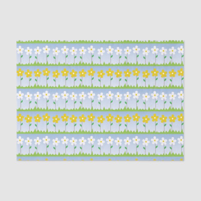 White and Yellow Flowers Tissue Paper (Front)