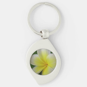 White And Yellow Frangipani Key Ring