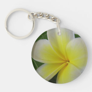 White And Yellow Frangipani Key Ring