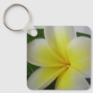 White And Yellow Frangipani Key Ring