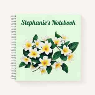 White and Yellow Frangipani Personalised Notebook