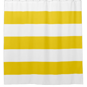 White and Yellow Horizontal Stripes Shower Curtain