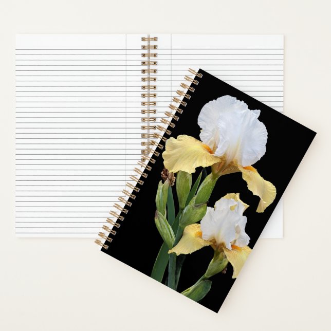 White and Yellow Irises Floral Notebook (Inside)