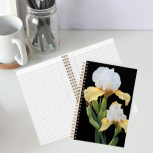 White and Yellow Irises Floral Notebook