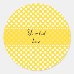 White and Yellow Polka Dot Classic Round Sticker
